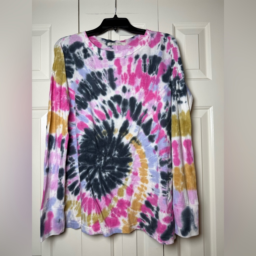 Free People We The Free 100% Cotton Tie-Dye Long Sleeve Crewneck Shirt